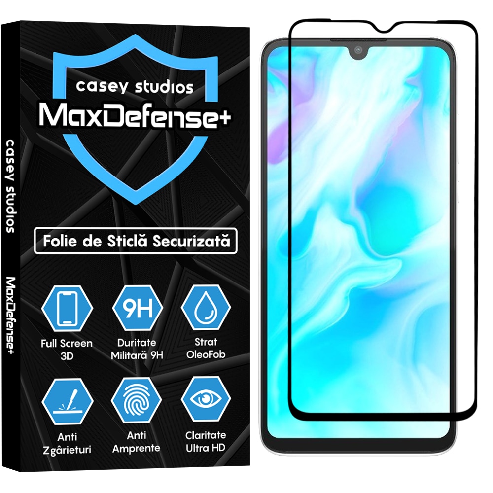 Folie Sticla CASEY STUDIOS™ compatibila cu Huawei P30 Lite / P30 Lite New Edition, Full Cover 3D, Full Glue, Ultra HD, Anti Zgarieturi, Anti Amprente, Anti Socuri, Margini Negre