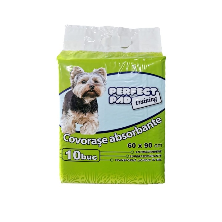 Covorase absorbante tratate, pentru dresaj catei, Perfect Pad, 60x90 cm, 10 buc/pachet