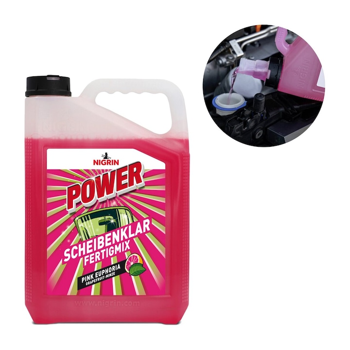Lichid de spalare parbriz vara gata preparat Power, Nigrin, 5 L, grapefruit