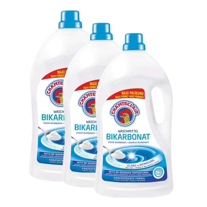 Detergent rufe automat Chante Clair cu bicarbonat, 3 x 2.07 L, 138 spalari