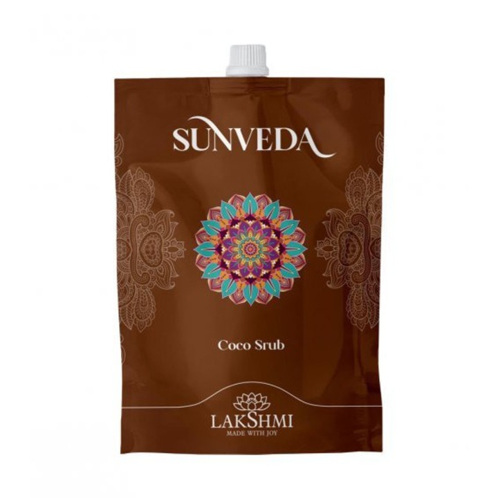 Tápláló és világosító testradír kókuszdióval 10 x 80 gr, Lakshmi, eco-bio, sunveda fényvédő termékcsalád