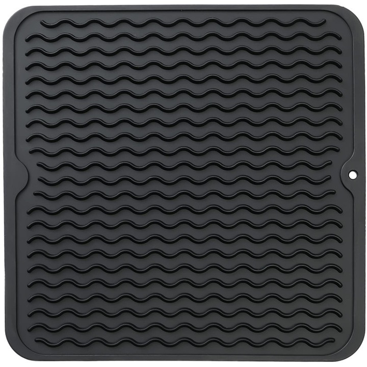 Edényszárító szőnyeg, ZLR, Szilikon, Fekete