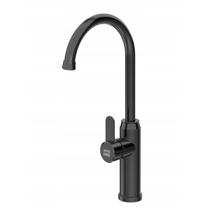 Baterie Bucatarie, Sunbest, 415mm, Otel Inoxidabil 304, Satina, Negru, Pachet Fixare, Garnituri, Furtunuri Conectare 60 cm, Pivotanta 360 Grade, Rezistenta Coroziune, Design Elegant, Functionalitate, Instalare Rapida