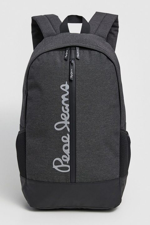 Pepe Jeans London, Раница Hank с лого, Антрацитно сиво
