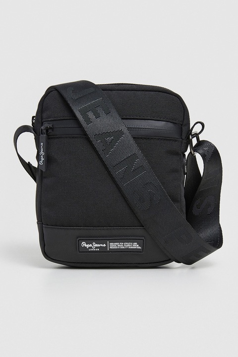 Pepe Jeans London, Dustin Legend keresztpántos táska logós foltrátéttel, Fekete