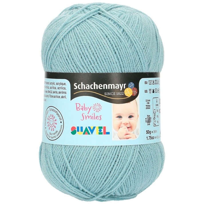 Fir Textil Smc Schachenmayr Suavel 6106, subtire, pentru crosetat si tricotat, 100% acril, turcoaz deschis, 50g, 366m