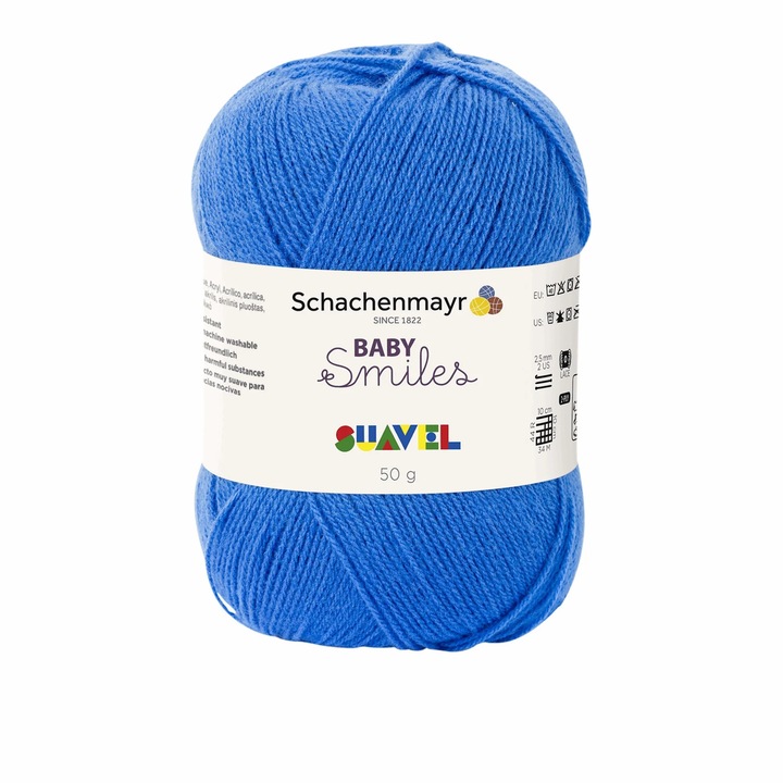 Fir Textil Smc Schachenmayr Suavel 1053, subtire, pentru crosetat si tricotat, 100% acril, albastru cerulian, 50g, 366m