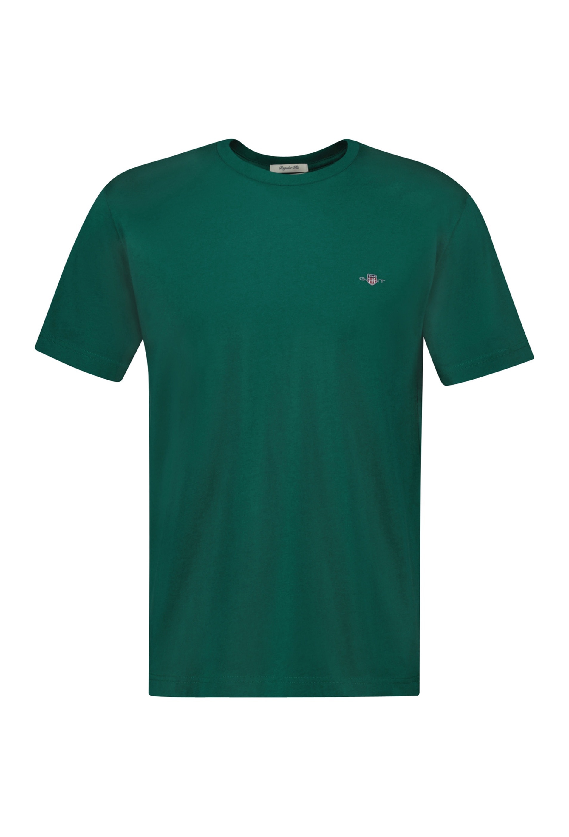 Gant, Tricou regular fit din bumbac Shield, Verde inchis, 4XL