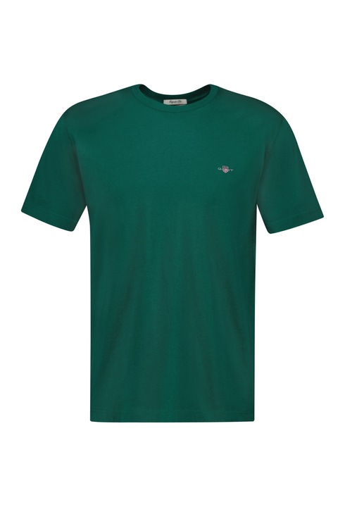 Gant, Tricou regular fit din bumbac Shield, Verde inchis