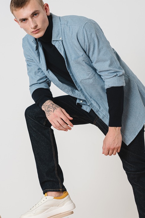 Gant, Pulover de bumbac cu guler inalt, Bleumarin