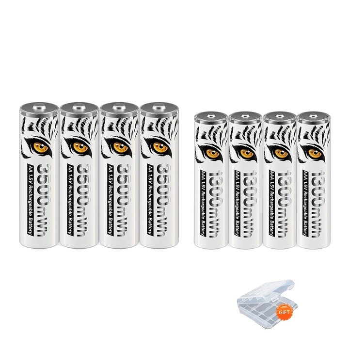 Set incarcator cu display LCD si baterii reincarcabile PALO, Li-Ion, 3500mWh, 4AA 4AAA, certificat CE RoHS