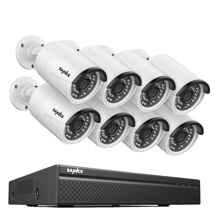 Set Supraveghere Video, 8MP 4K, Viziune Nocturna Color, Detectare Inteligenta, 2TB, 4 Canale NVR, 4 Camere, IP67