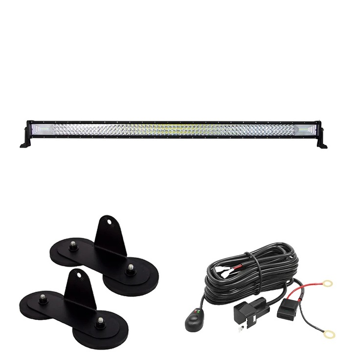 Bara lumina LED, 52inch, 675W, 6000K, IP67, multifunctional, aluminiu, negru