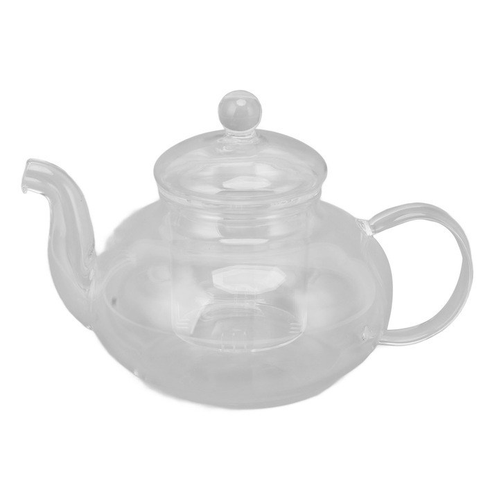 Ceainic din sticla QttvbTna cu filtru, transparent, 680ml, 19x13cm