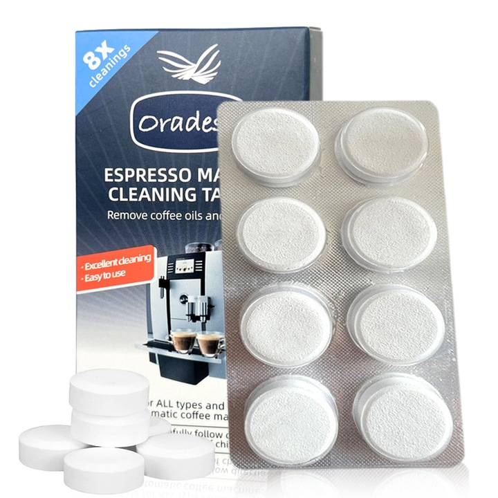 Биоензимни почистващи таблетки, Enforose, комплект от 8, многофункционално почистване, подобрява вкуса на кафето, предотвратява отлагания на котлен камък