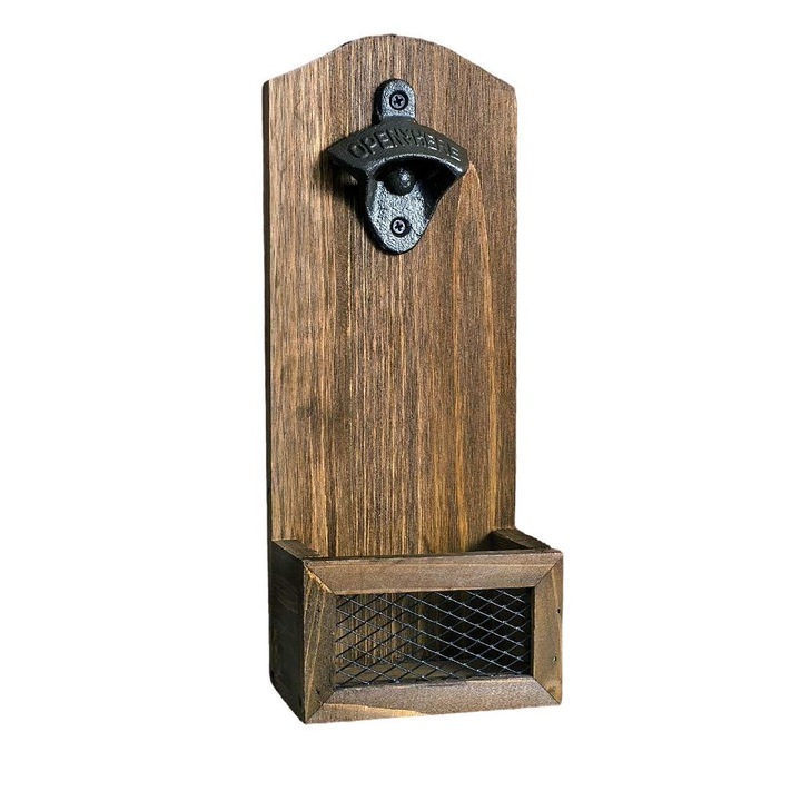 QttvbTna ретро отварачка за бутилки, стенен монтаж, дърво, кафяво