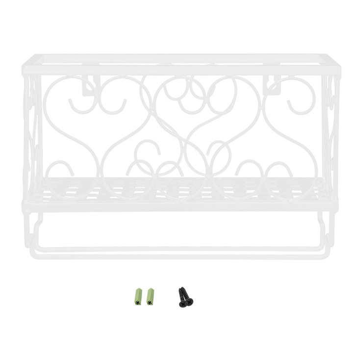 Fém bortartó palackokhoz, pezsgőspohártartó, tárolóbár-kiegészítő fehér polccal