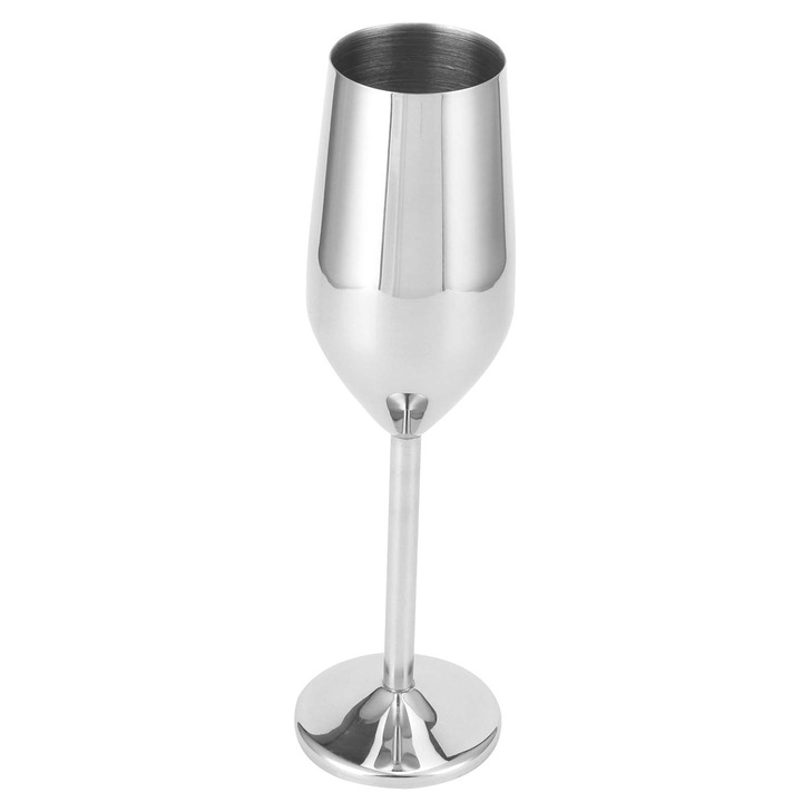 Pahar de 200 ml, inox, ceasca de sticla de sampanie pentru bar/petrecere/banchet/picnic lucios