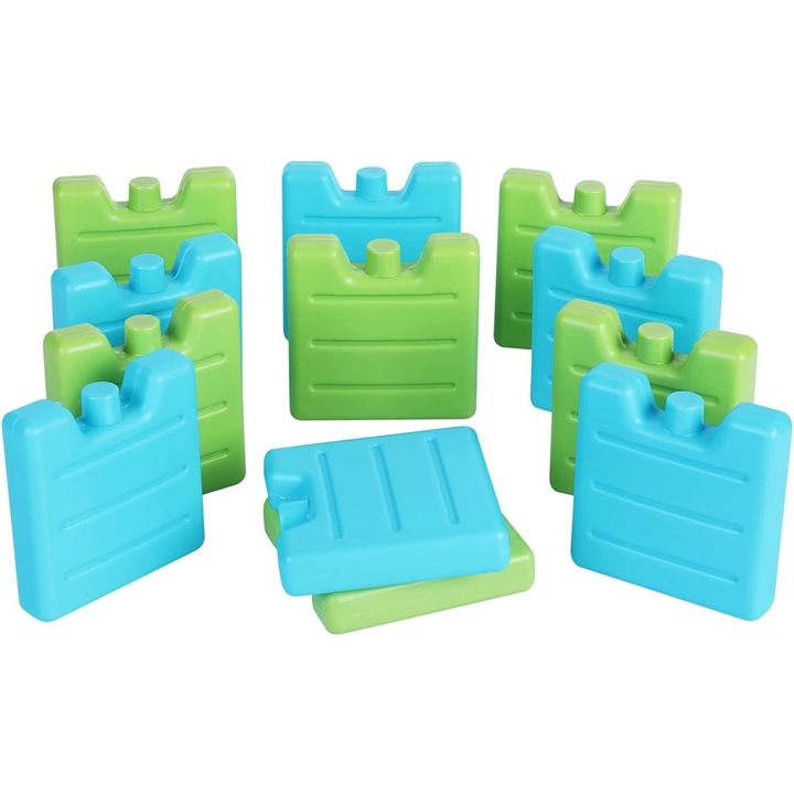 12 darabos kis jégakku szett, hűtőzacskó, 7x7,5x1,5 cm, hosszan tartó hűtés, helytakarékos