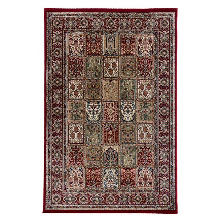 Covor Carpeta sintetic, Colectia Atlas 7802-1-41355, Verde/Rosu, design Oriental, 80x150 cm