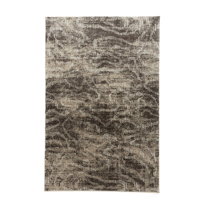 Covor Carpeta sintetic, Colectia Geo 1236-1-44022, Maro/Bej, design Modern 80x150 cm