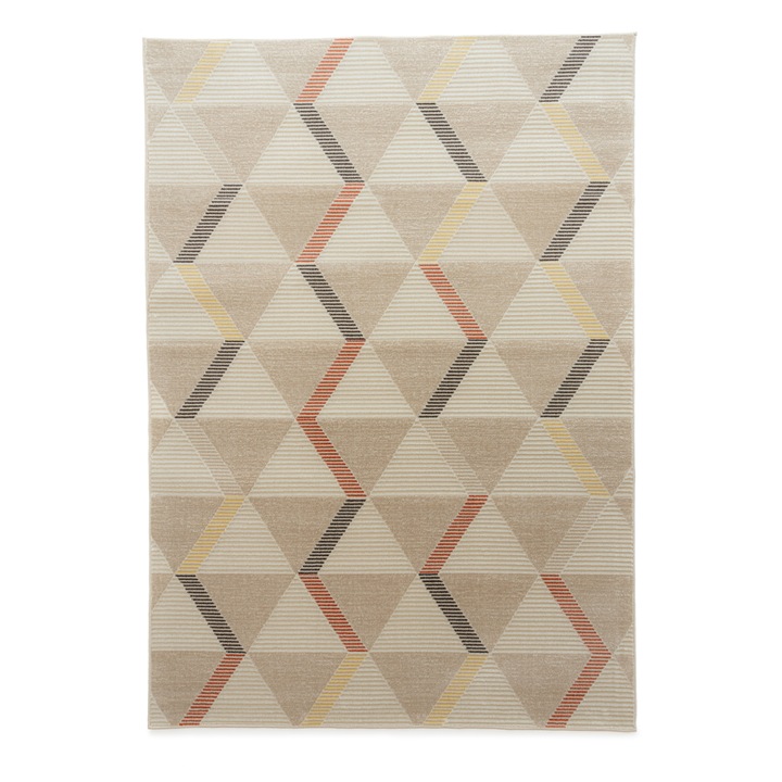 Covor Carpeta sintetic, Colectia Geo 1237-1-44022, Bej/Galben/Rosu, design Geometric 80x150 cm