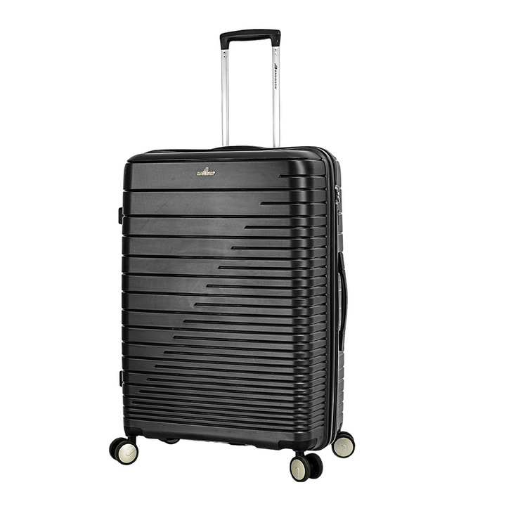 Troler Mare Madisson SW33703, Polipropilena, 4 Roti Duble, Cifru, 75 cm, Negru