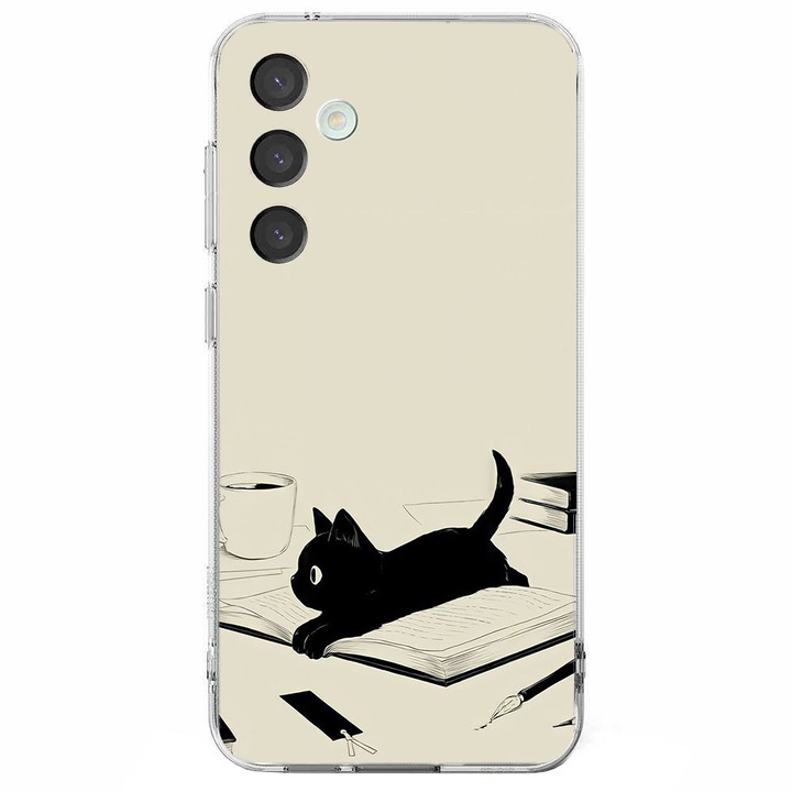 Husa compatibila cu Samsung Galaxy S23 Plus, Viceversa, model Kawaii Cat writer, Silicon, TPU