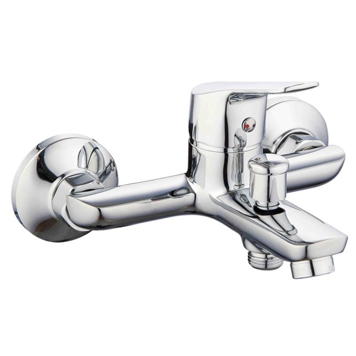 Смесител Forma Vita Torino, Вана-душ, С включен 1-функционална душ слушалка, държач за душ и шлаух 150 см, Месинг, Хром