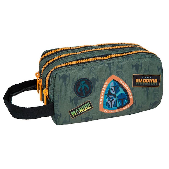 Ученически несесер с три ципа CoolPack Primus Mandalorian, 23 x 11 x 6 cm, Многоцветен