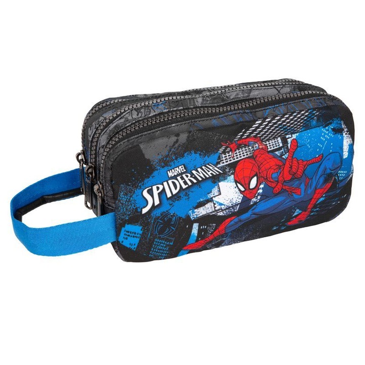Ученически несесер с три ципа CoolPack Primus Spiderman, 23 x 11 x 6 cm, Многоцветен