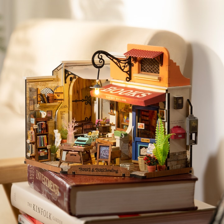 3D Puzzle, Robotime, Sarokkönyvesbolt, Fa, Többszínű
