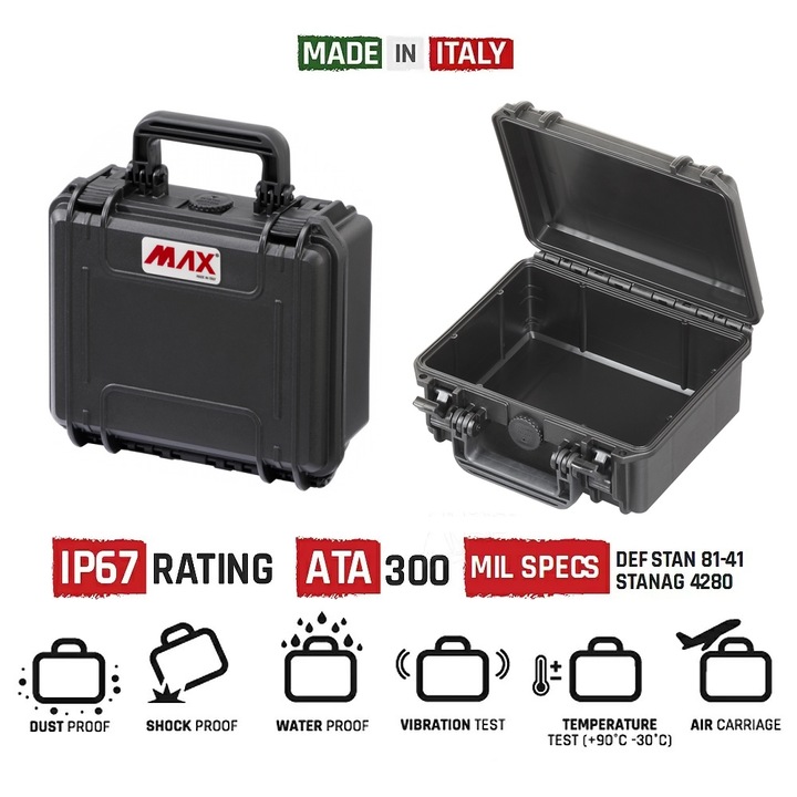 Bőrönd Plastica Panaro MAX235H105, vízálló, IP67, méretei 25,8 x 24,3 x 11,75 cm