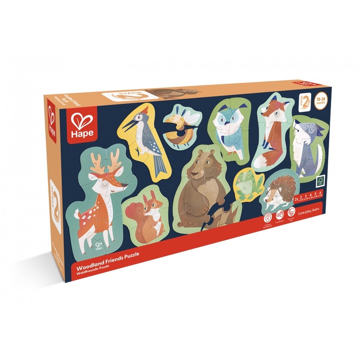 Oktató puzzle, az erdő barátai, Hape, 60 db