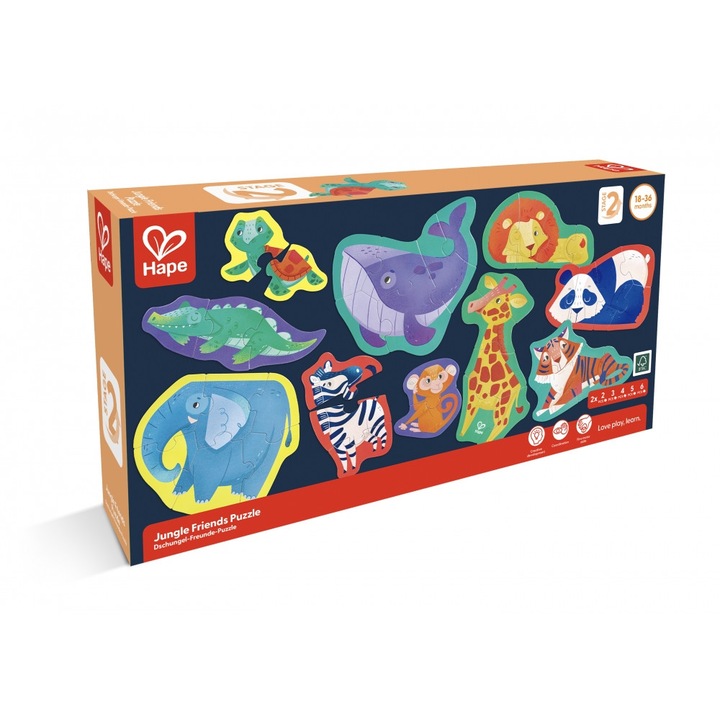 Oktató puzzle Jungle Friends, Hape, 40 db