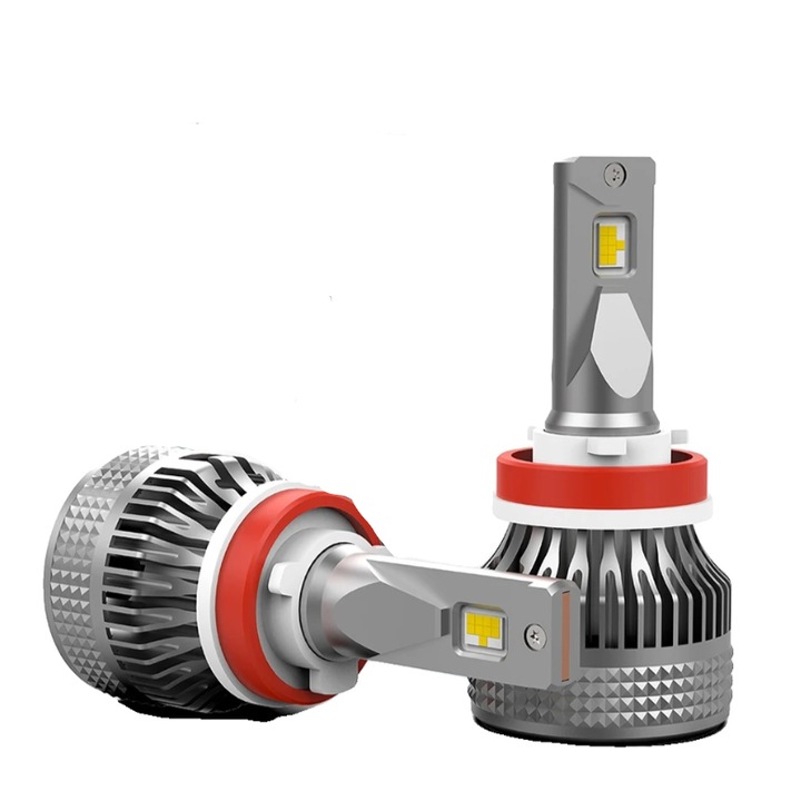 Set 2 becuri LED auto, 6500K, H11, 7200LM, rezistent la apa IP68, durata de viata 100.000 ore