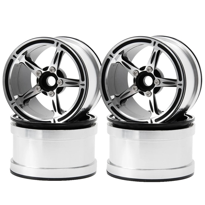 Set 4 Jante Negre, Aliaj metalic, 2.2 inch, pentru 1/10 RC Crawler Car