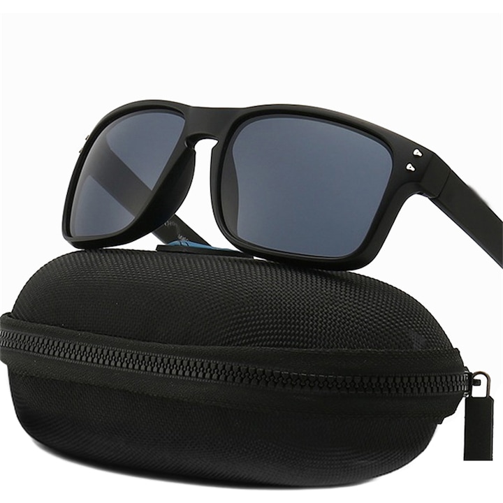 Set Ochelari de Soare in aer liber, HD Protectie UV400, Redkid®, Unisex, Wayfarer, Pentru Condus Cu carcasa de protectie, Zi/Noapte, High Quality, Lentile Polarizate, Negru