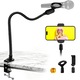 Suport Microfon, BYONDSELF®, cu Suport Telefon, 360° Reglabil, Maxima de Incarcare 1 kg, pentru Studio, Birou, Live-uri, Negru