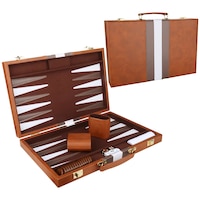 Set de Table Clasic, LYCENXI, Piele Premium, 15inch, Portabil, Maro, 37.5*24.5*4.8cm