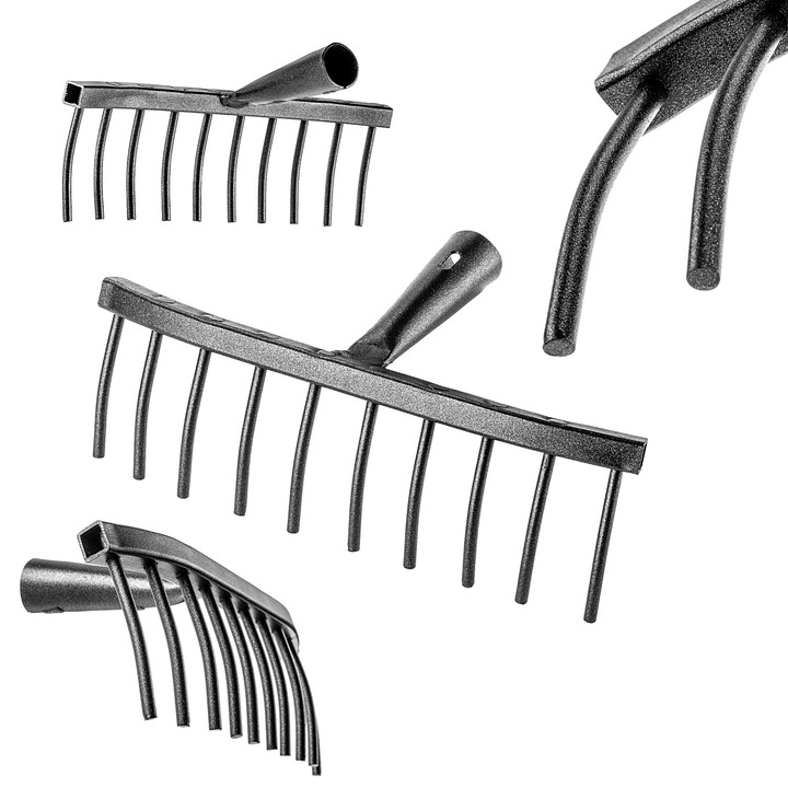 Grebla de gradina KADAX, 10 dinti, fara coada, negru