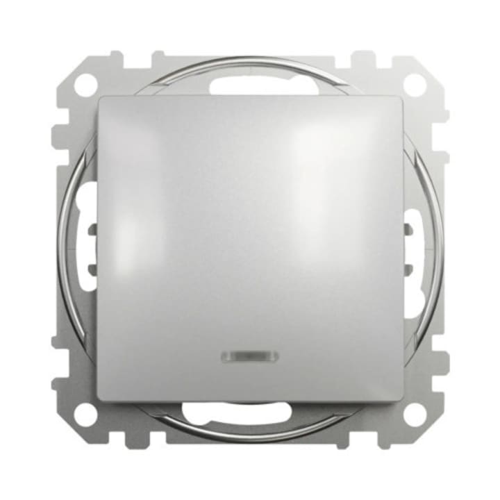 Schneider Sedna Design Simple Ladder Head Switch, със светлина, алуминий