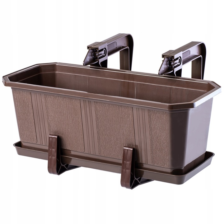 Ghiveci balcon KADAX cu suport, maro, 40x17x15cm