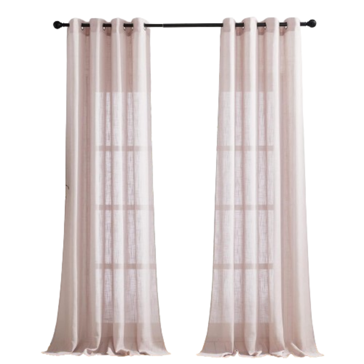 Pony Dance 2 db-os függöny szett fém gyűrűkkel, 132 x 240 cm, Vászon textúra, Félig átlátszó, Antik rózsaszín