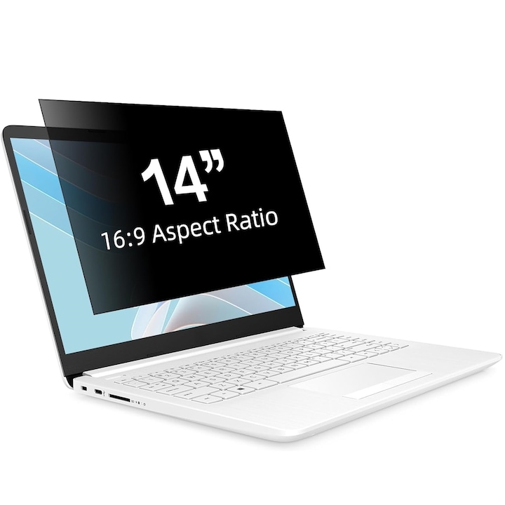 Filtru confidentialitate, GOSTOCK®, 14", 16:9, Pentru laptop, Detasabil, 2 optiuni de montare, Negru