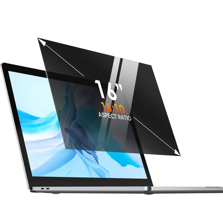 Adatvédelmi szűrő, Gostock, Laptophoz, Műanyag, 16", 16:10, Fekete