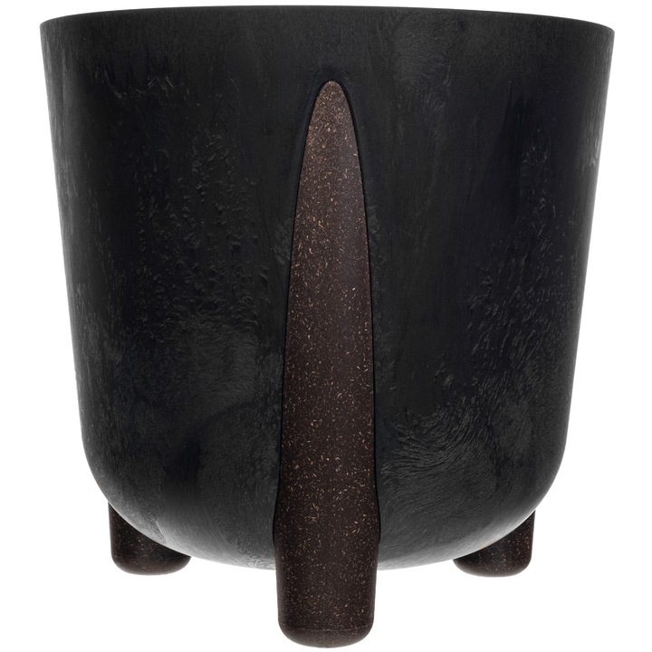 Саксии за цветя KADAX, ефект бетон, с крака, вътрешна вложка, пластмаса, черни, 34x34x32см