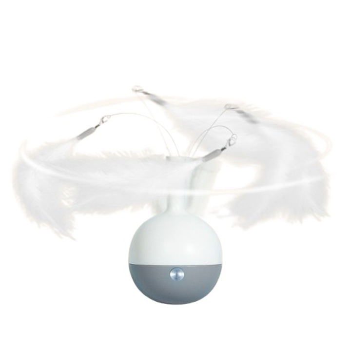 Jucarie pentru pisici, PAKEWAY, Electrica, Alb/Gri