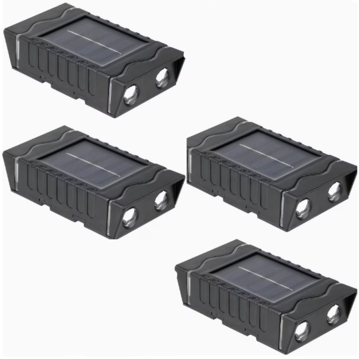 Set 4 lampi solare de perete cu lumina alba rece bidirectionala, 4 LED, BZRSH