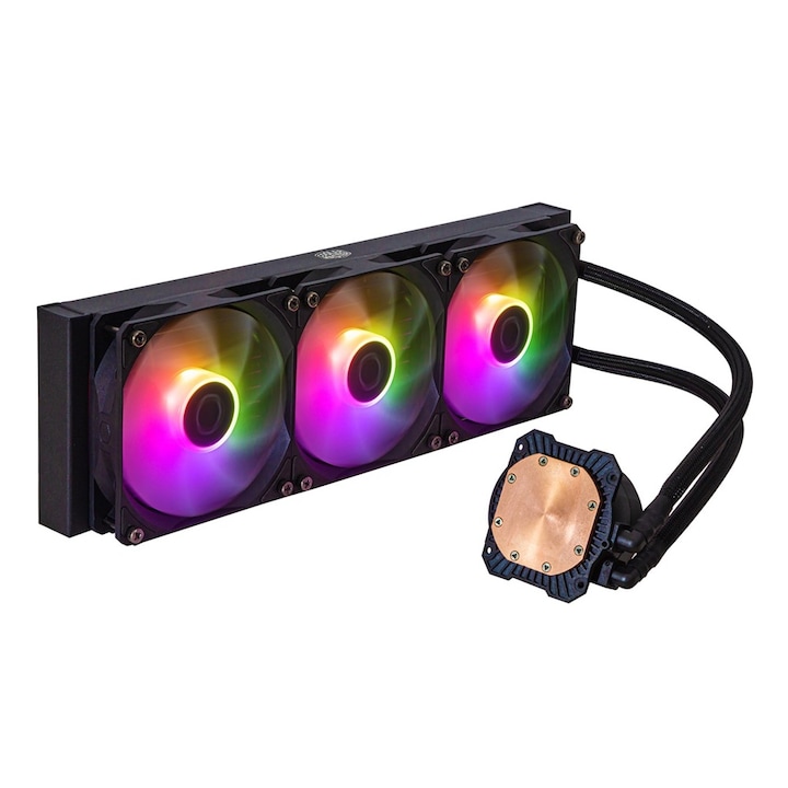 Охладител за процесор COOLER MASTER MASTERLIQUID 360L CORE ARGB (водно охлаждане), 3 вентилатора, С поддръжка на LGA1700, Черен